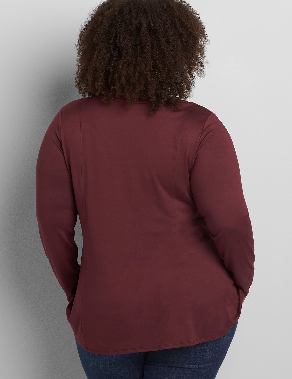 Long Blousen Sleeve V Neck Swing Fit and Flare 1117222:PANTONE Winetasting:18/20 Product Image 2