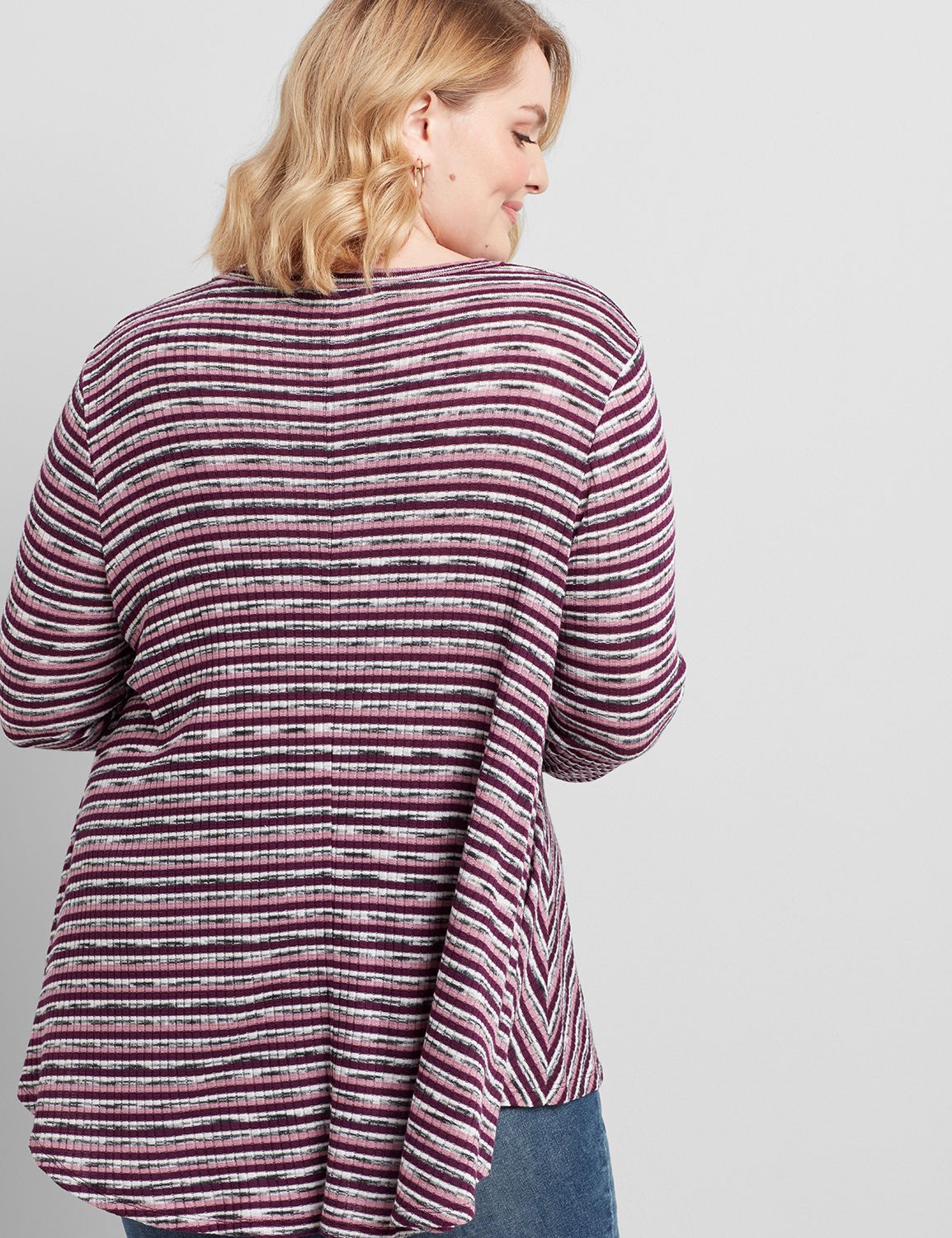 Long Sleeve High Crew Neck Drapey Tee 1114806:LBF20280_AudreyStripe_VendorFabric_Colorway2:10/12 Product Image 2