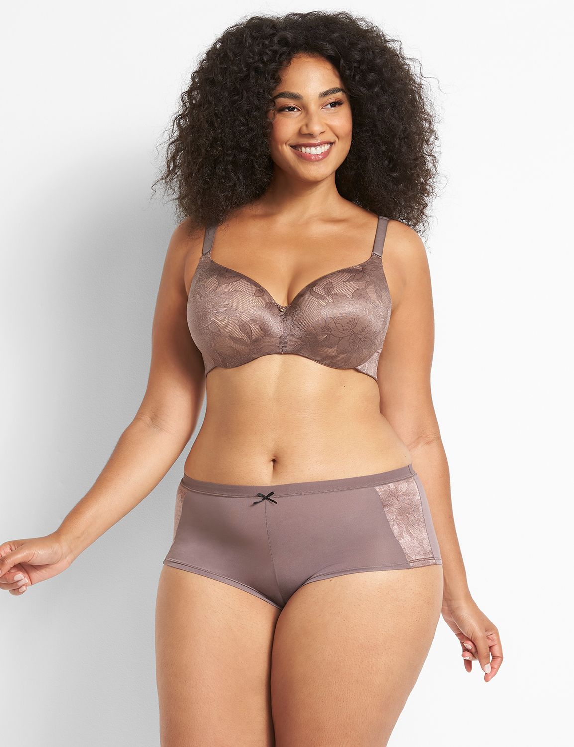 No Show Boyshort Lace Lined Satin L Product Image 1