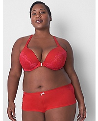 Lane Bryant No-Show Boyshort With Lace Trim 18/20 Rosette Red