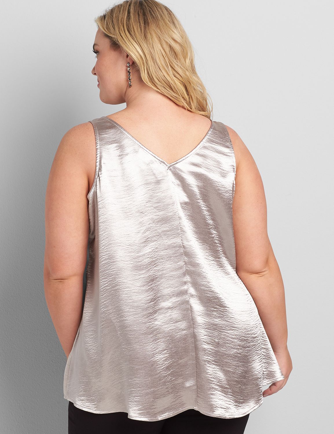 Sleeveless Vneck Satin Tank 1117232:Champagne:24 Product Image 2