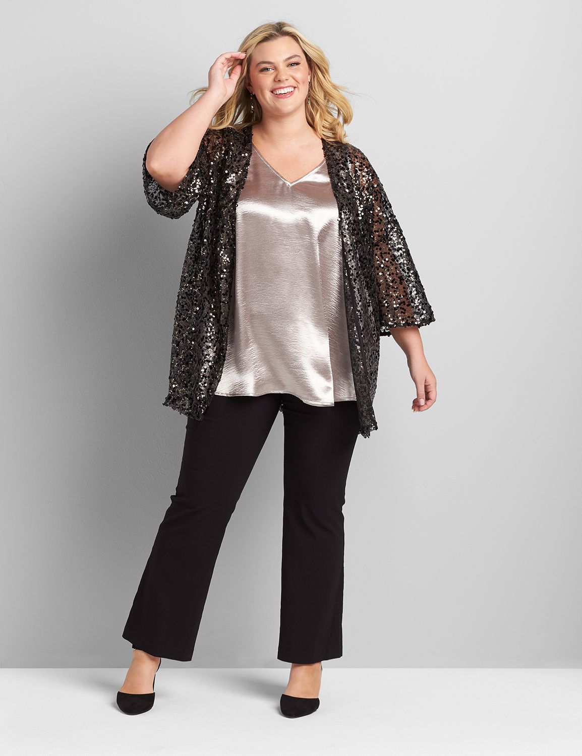 Sleeveless Vneck Satin Tank 1117232:Champagne:24 Product Image 3