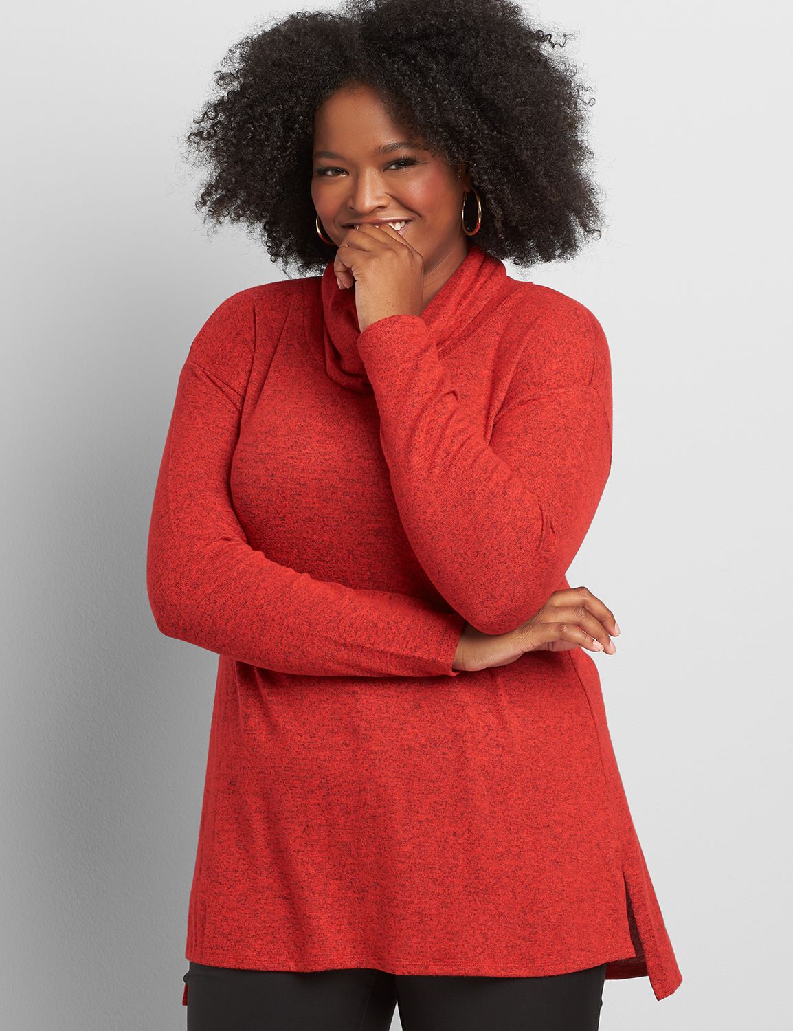 Long Sleeve Cowl Neck Shoulder Top 1118118 copy of 1117149:PANTONE Racing Red:22/24 Product Image 1