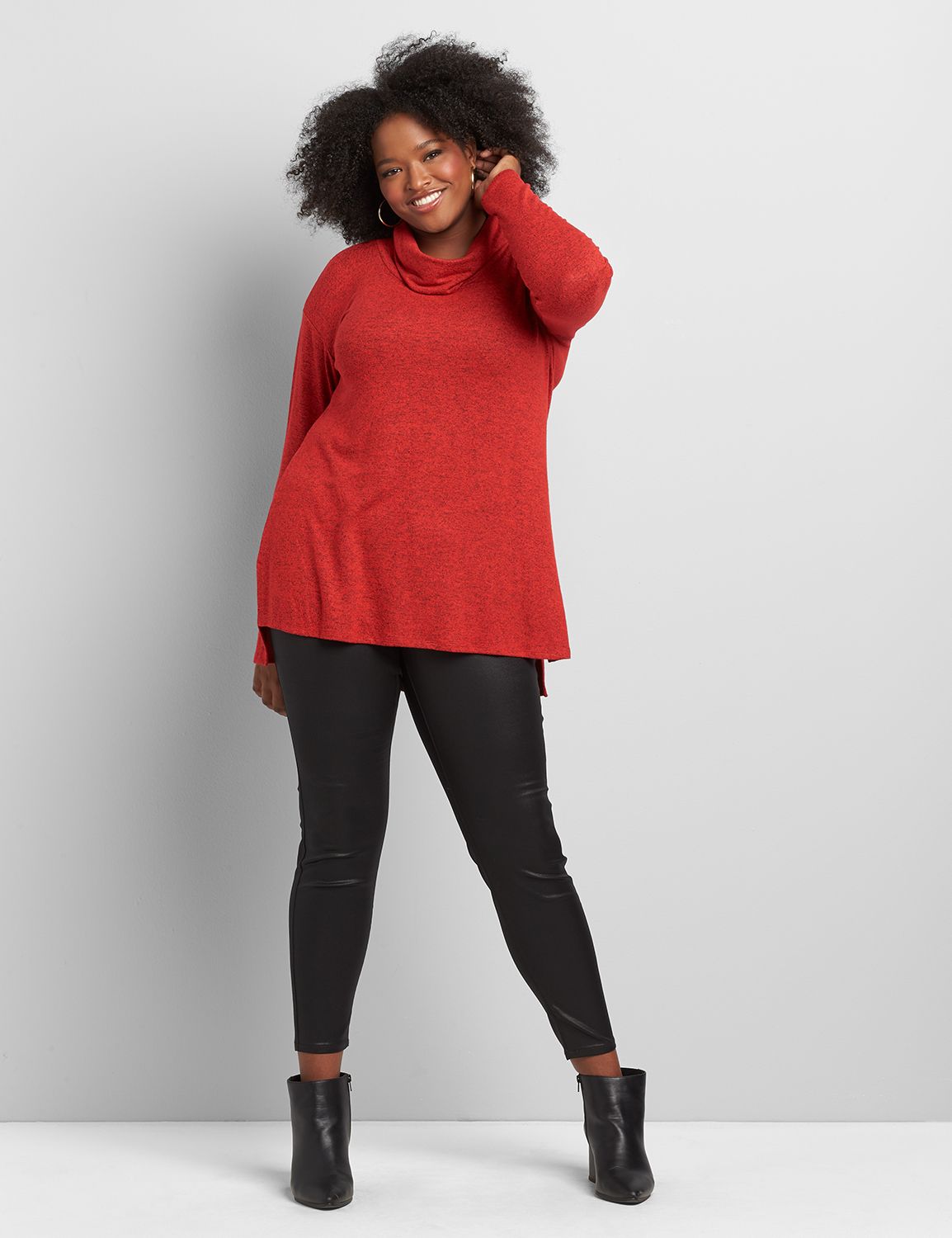 Long Sleeve Cowl Neck Shoulder Top 1118118 copy of 1117149:PANTONE Racing Red:22/24 Product Image 3