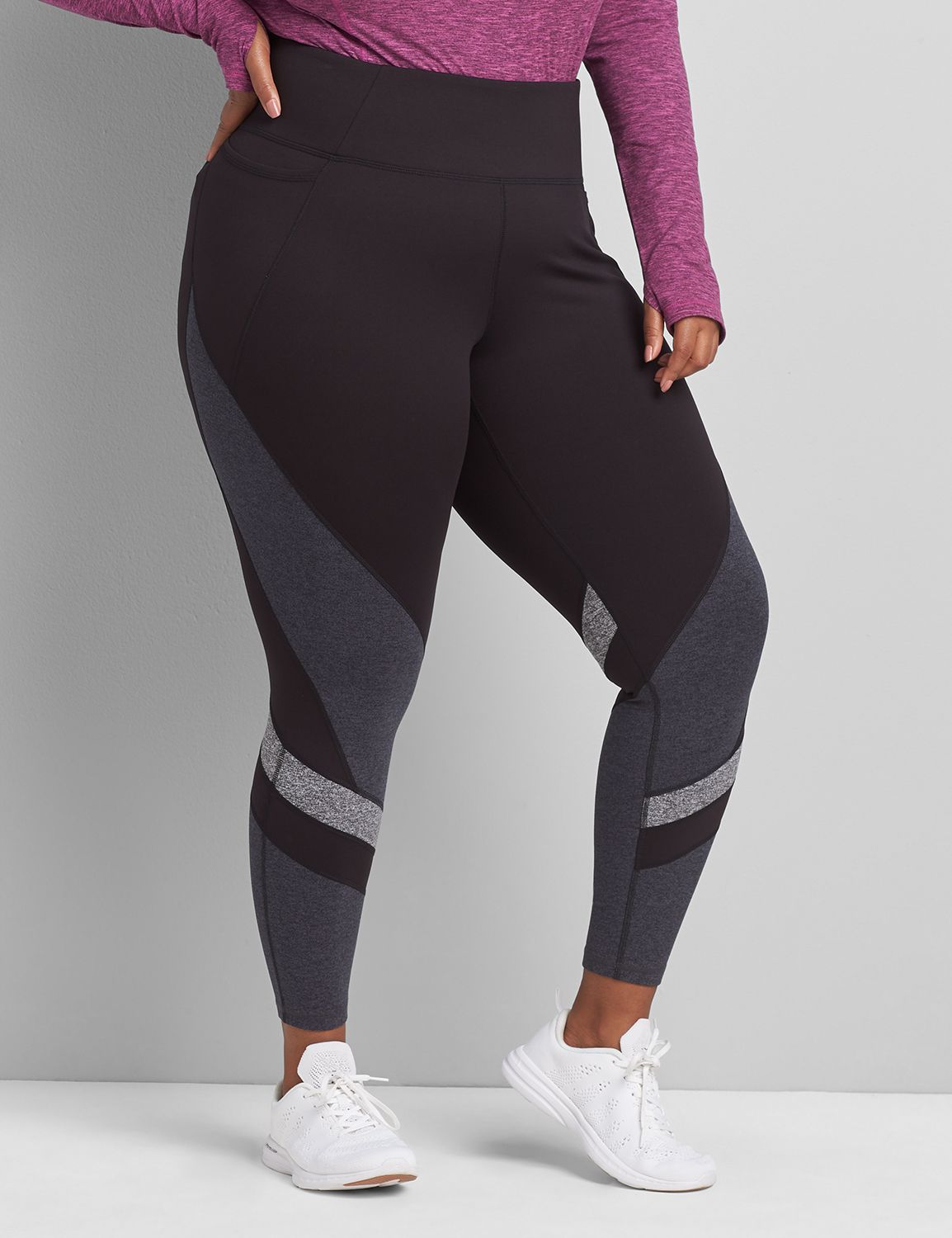 Power Colorblock Wicking 7/8 Legging F 1114735:Pitch Black LB 1000322:18/20 Product Image 1