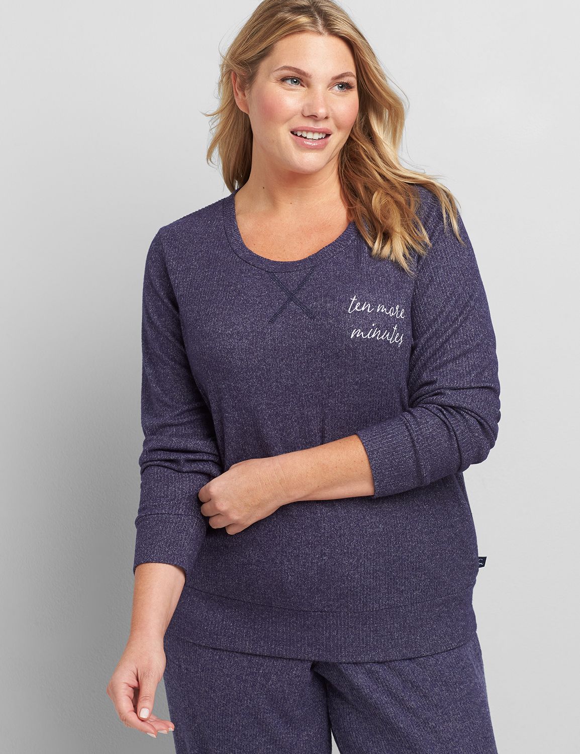 Image of Lane Bryant Women's Brushed Ribbed Sleep Top / Ten More Minutes