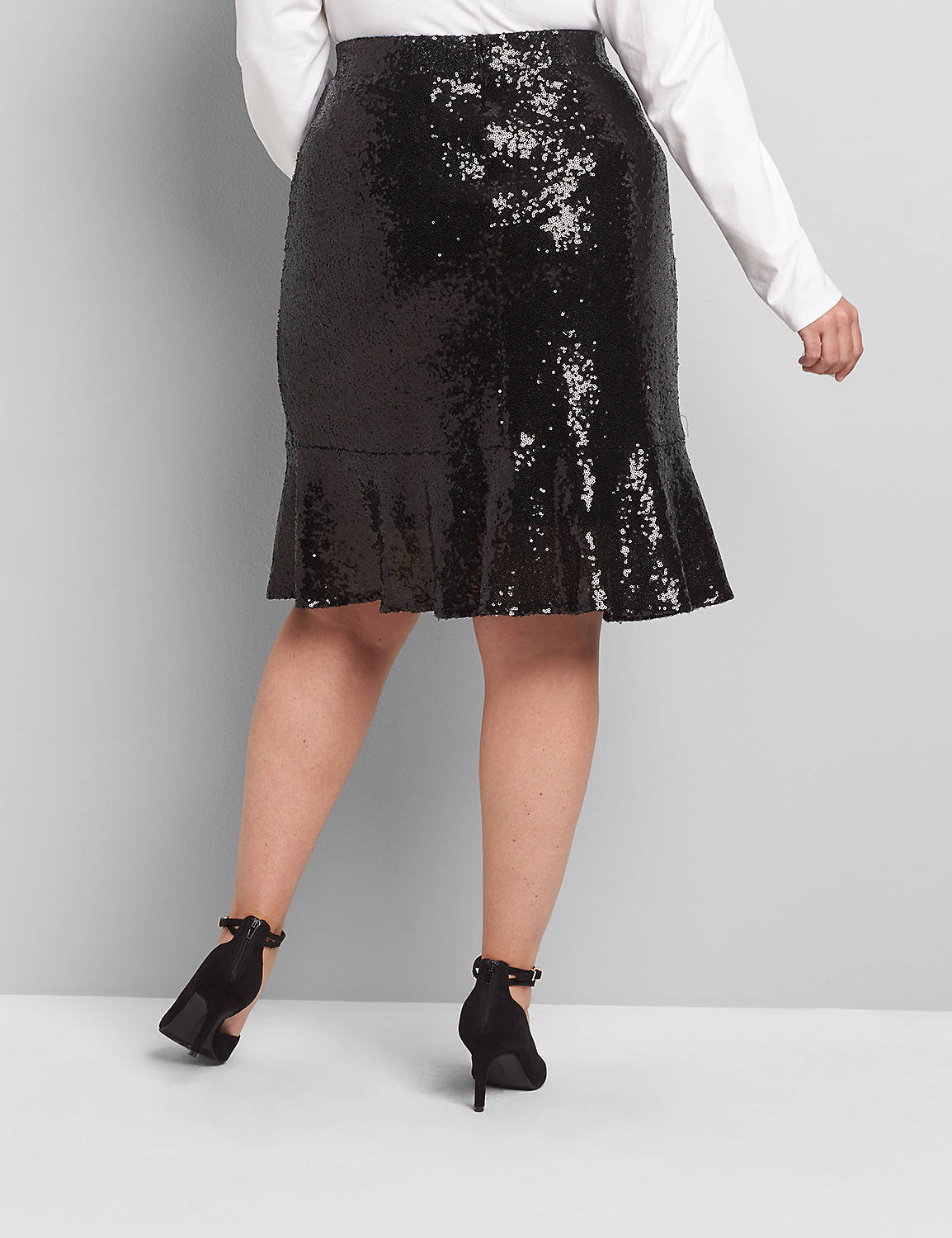 All-Over Sequins Flounce Skirt 1116854:Pitch Black LB 1000322:18/20 Product Image 2