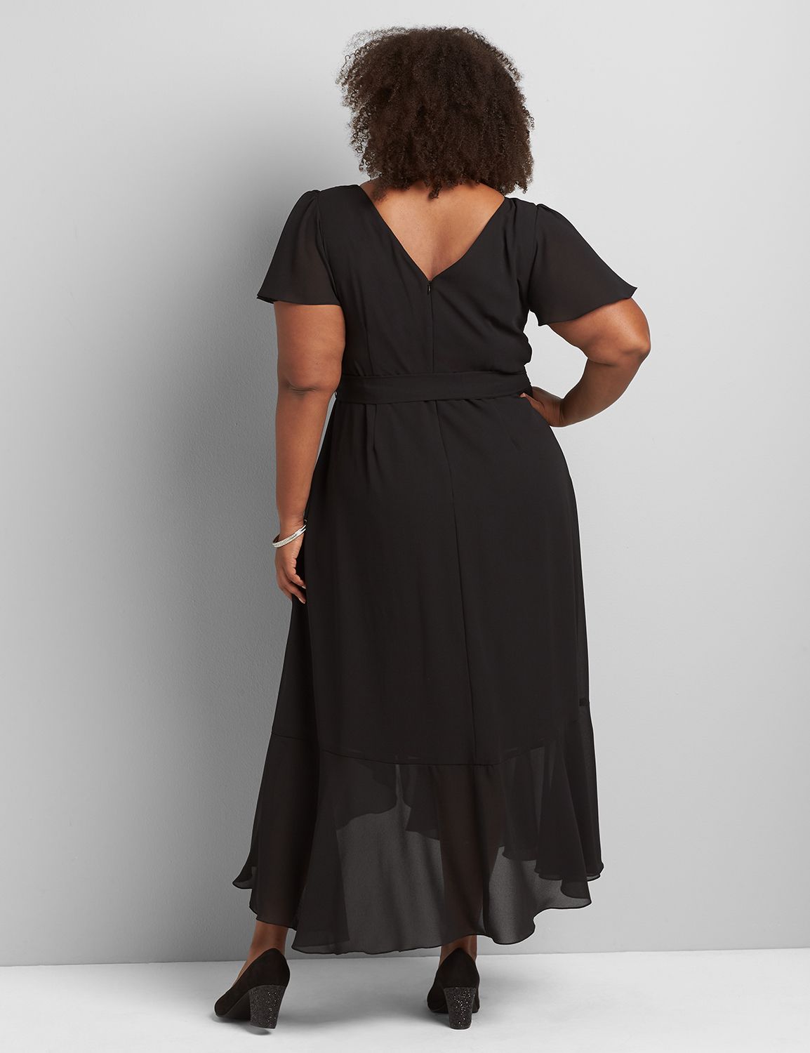FLUTTER SLV RUFFLE SKIRT MIDI DRESS 1118002:Pitch Black LB 1000322:24 Product Image 2