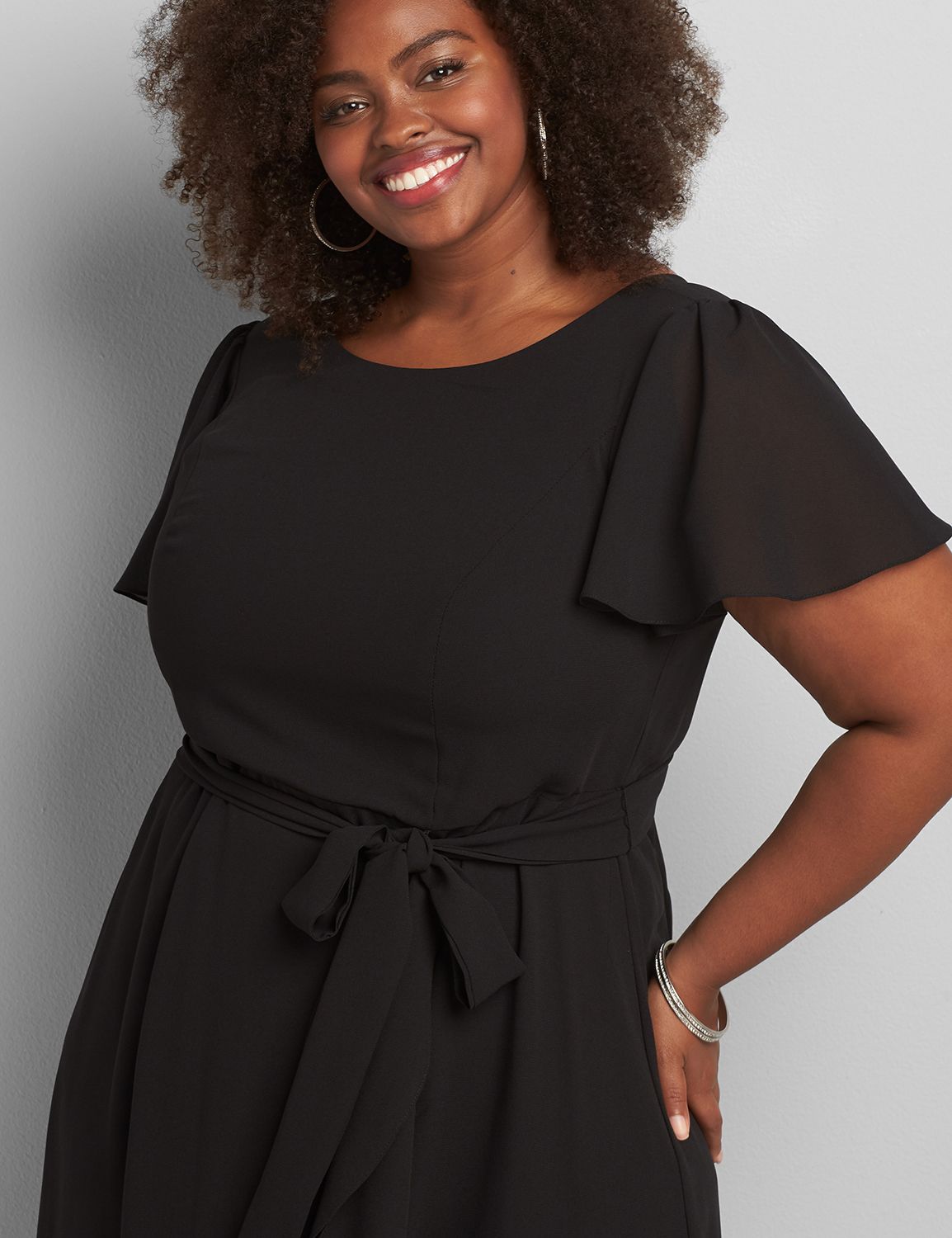 FLUTTER SLV RUFFLE SKIRT MIDI DRESS 1118002:Pitch Black LB 1000322:24 Product Image 3