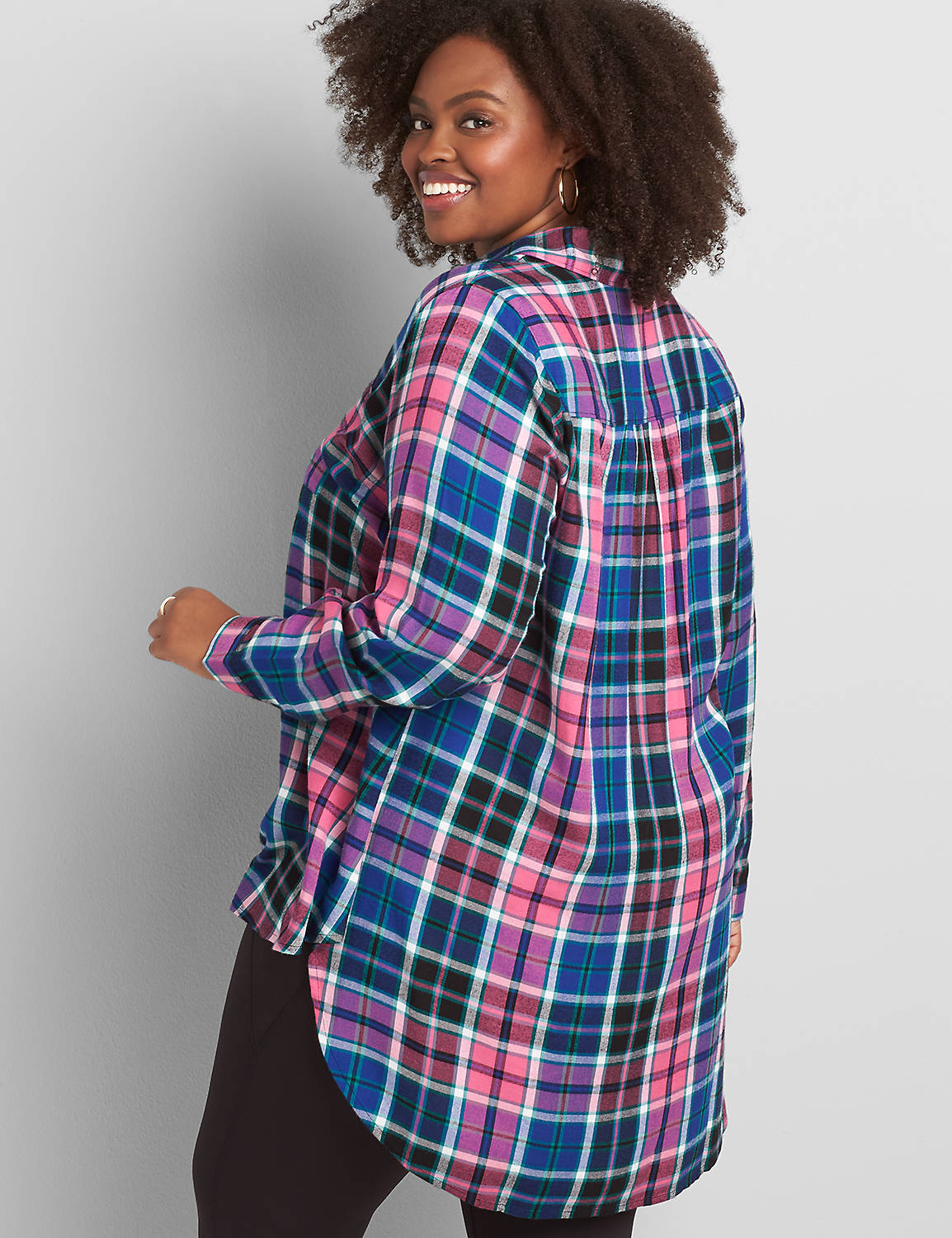 Long Sleeve Button Front Popover Tunic JAN 1118092:LBH20171_WilmaPlaid_colorway5:26 Product Image 2