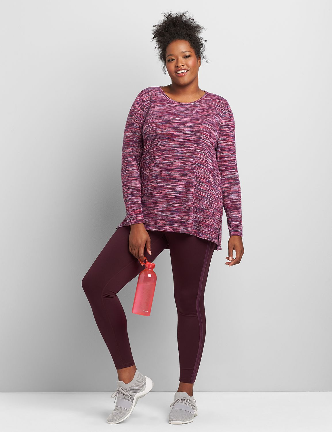 High Side Slit L/Slv Top S 1118218:PANTONE Grape Wine:14/16 Product Image 3