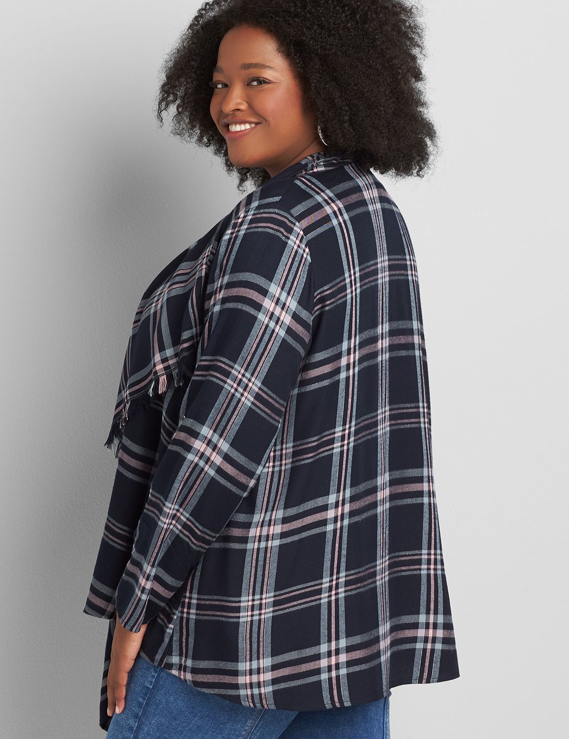 3/4 Sleeve Roll Tab Plaid Overpiece JANUARY 1117678:LBH20169_AerilPlaid_colorway1:18/20 Product Image 2