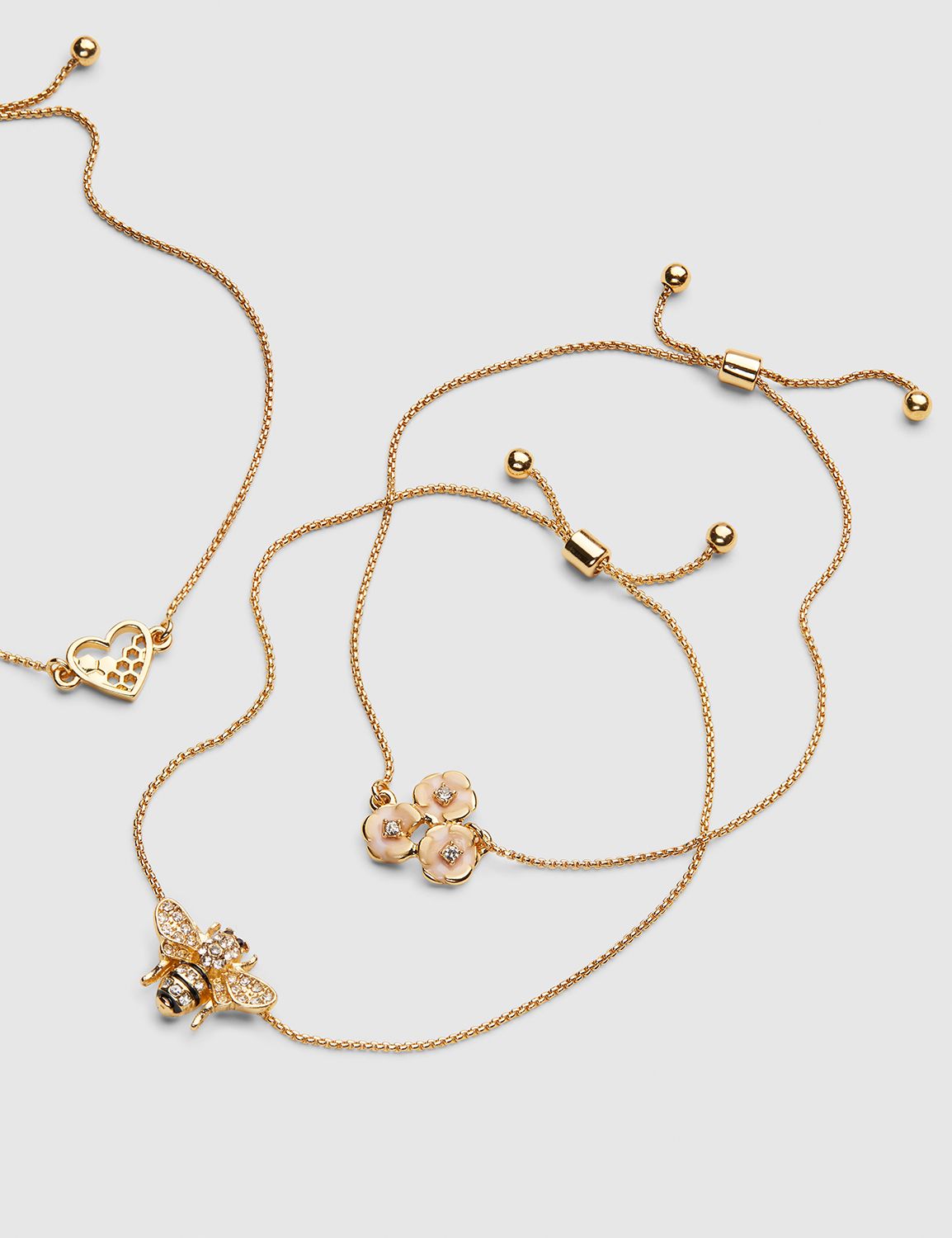 Bee Adjustable 3 Pack Bracelet Set:Gold Tone:ONESZ Product Image 1