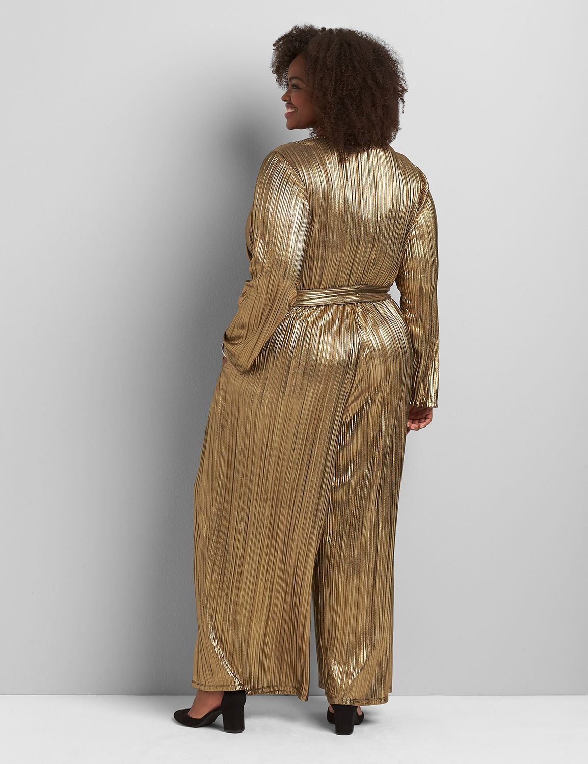 Long Sleeve Surplice Jumpsuit 1118182:Pitch Black LB 1000322:14/16 PETITE Product Image 2