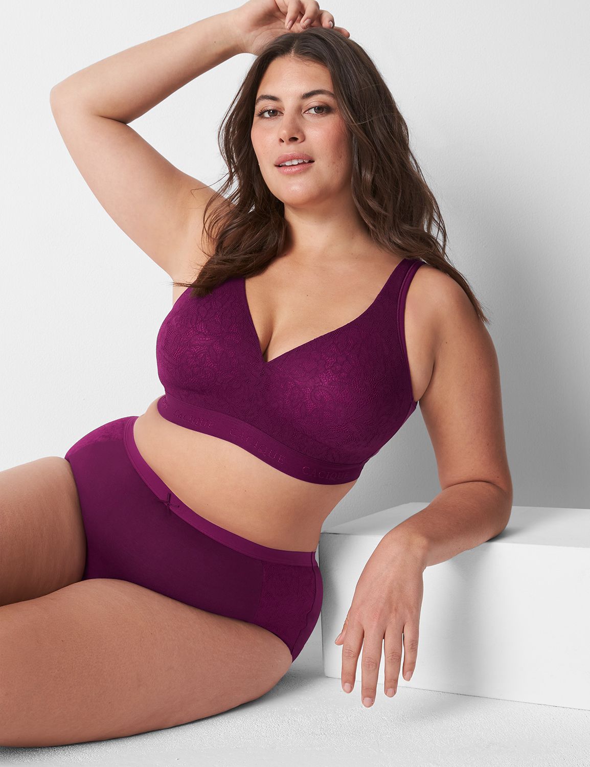 Cacique Purple Cotton Blend Lightly Lined Full Coverage Bra