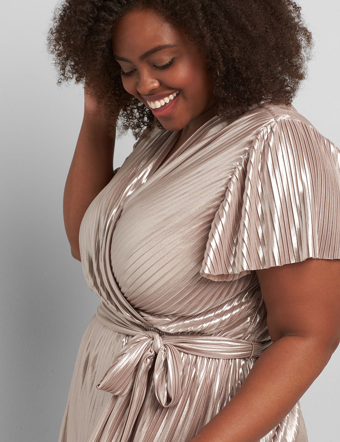 knee length dresses for ladies ELEVATE ME PLEATED CUT OUT METALLIC MIDI DRESS – AKIRA main image 1
