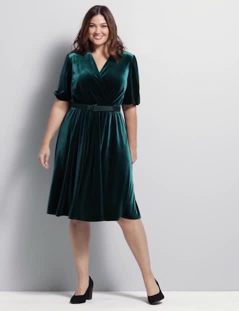 1117935 3/4 SLEEVE VNECK HEM BELTED image number 0