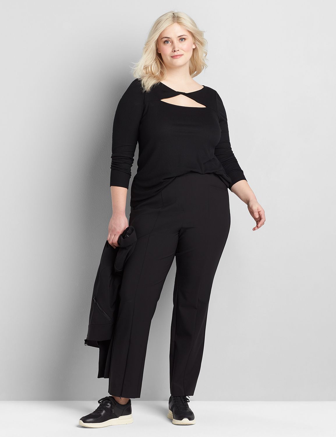 On-The-Go Front Leg Zipper Convertible Straight Pant 1117662:Pitch Black LB 1000322:18 Product Image 3