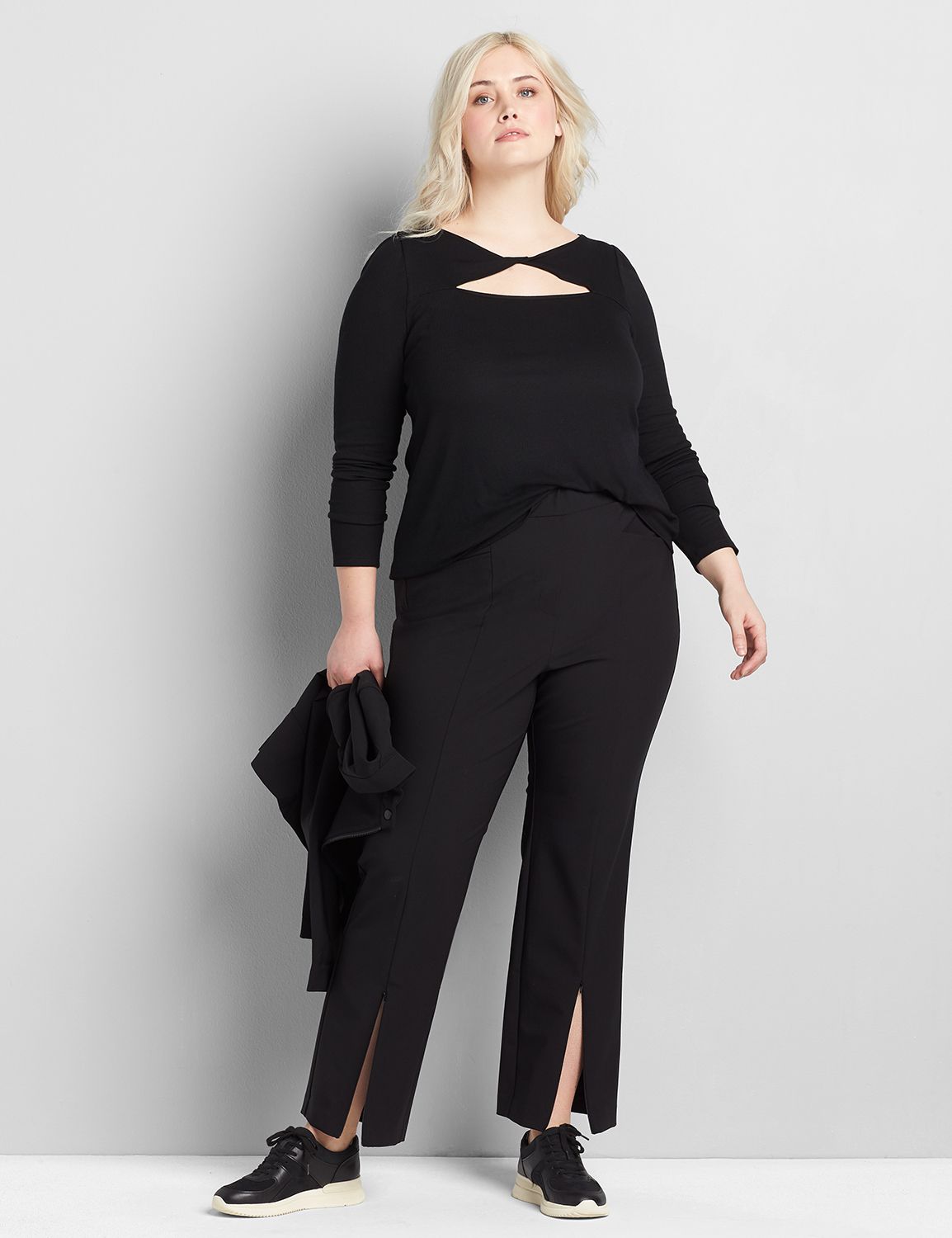 On-The-Go Front Leg Zipper Convertible Straight Pant 1117662:Pitch Black LB 1000322:18 Product Image 4