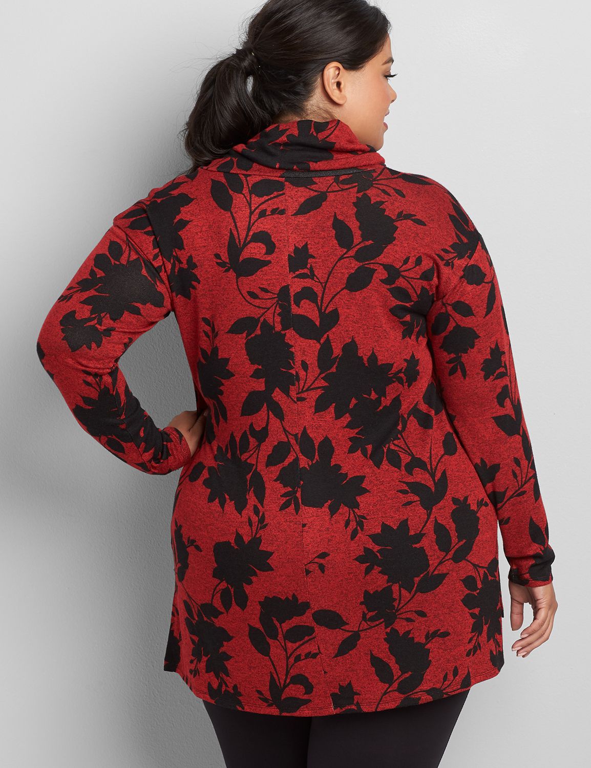 Long Sleeve Cowl Neck Shoulder Top 1119130 copy of 1118118:LBH19141C_MediumSilhouetteVineFloral_colorway1:14/16 Product Image 2