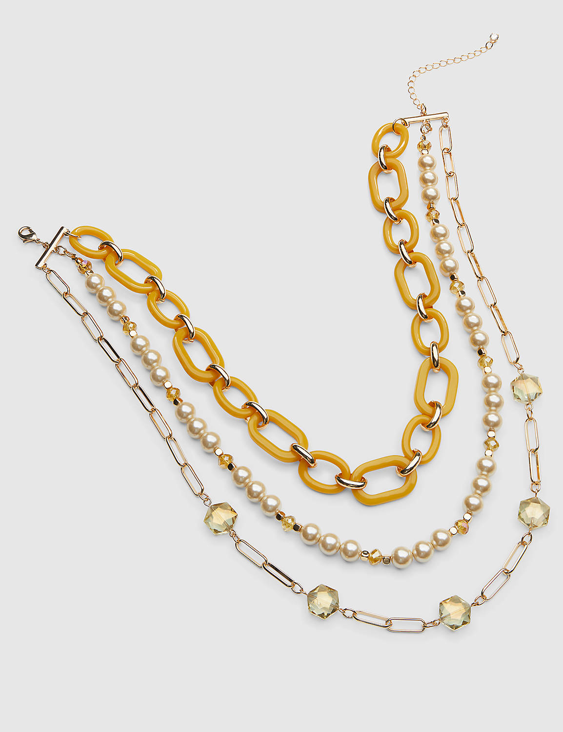 Yellow Resin and Pearl Multi Layered Short Necklace:PANTONE Golden Spice:ONESZ Product Image 1