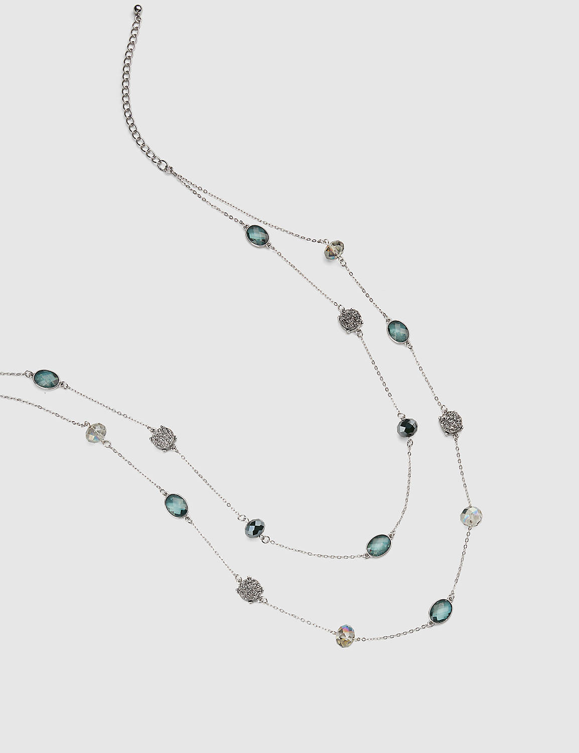 Faceted Stone Moody Jade Multi Layer Long Necklace:Moody Jade CSI 0503066:ONESZ Product Image 1