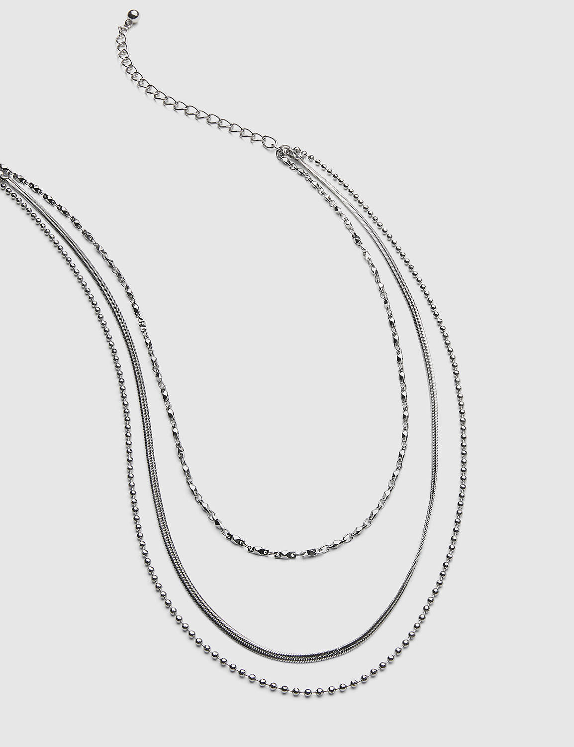 3-in-1 Delicate Metal Multi Layered Necklace:Silver Tone:ONESZ Product Image 1