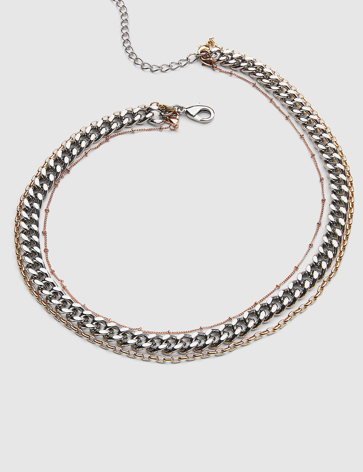 3-in-1 Mixed Metal Multi Layered Necklace:Mixed Metal:ONESZ Product Image 1
