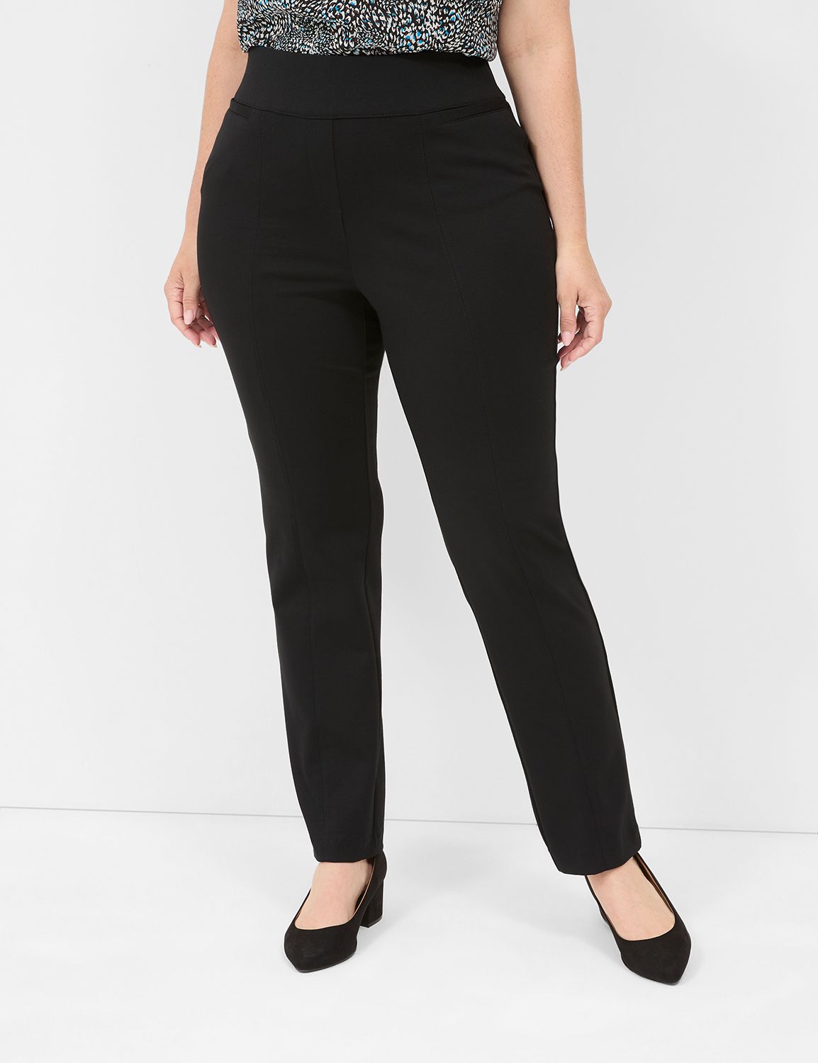 Lane Bryant Pull-On Ponte Straight Pant 28L Black