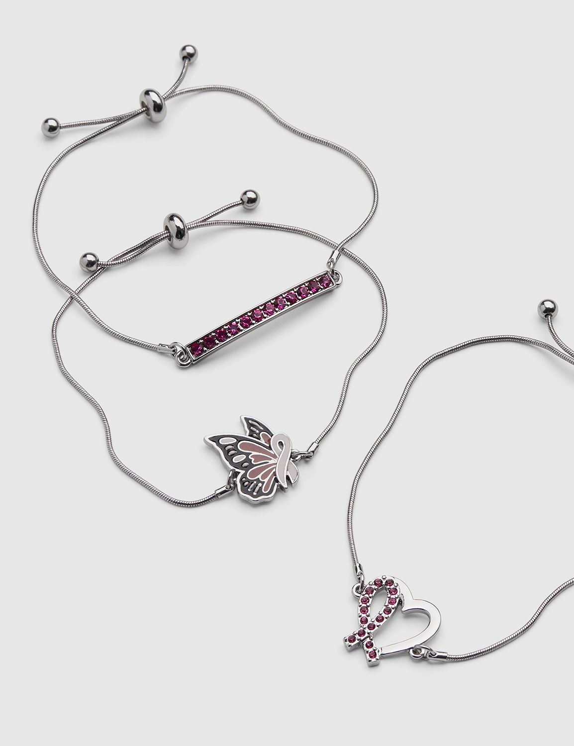BCRF Butterfly Adjustable Bracelet Set:PANTONE Cabernet:ONESZ Product Image 1