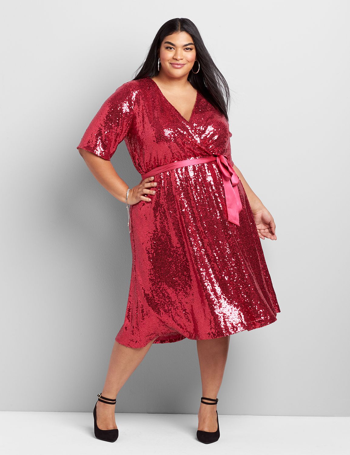 lane bryant red sequin dress