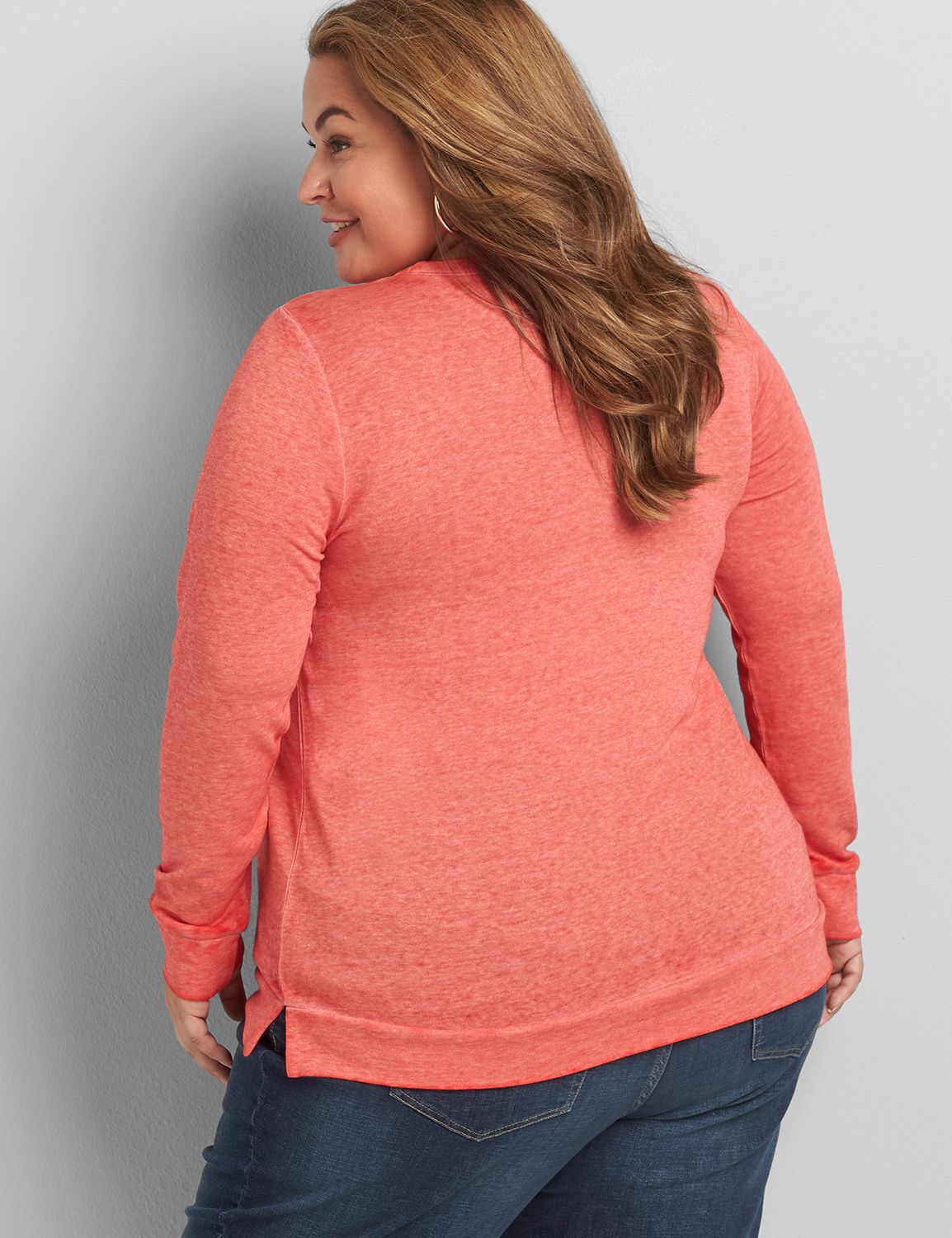 Long Sleeve Crew Neck Sweatshirt with Side Slit Graphic: Coke 1119131:PANTONE Racing Red:22/24 Product Image 2