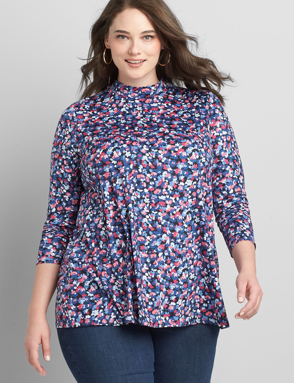 Long Sleeve Mock Neck Swing Tee 1118040 copy of 1114824:LBH20194_DevonDitsy_colorway2:22/24 Product Image 1
