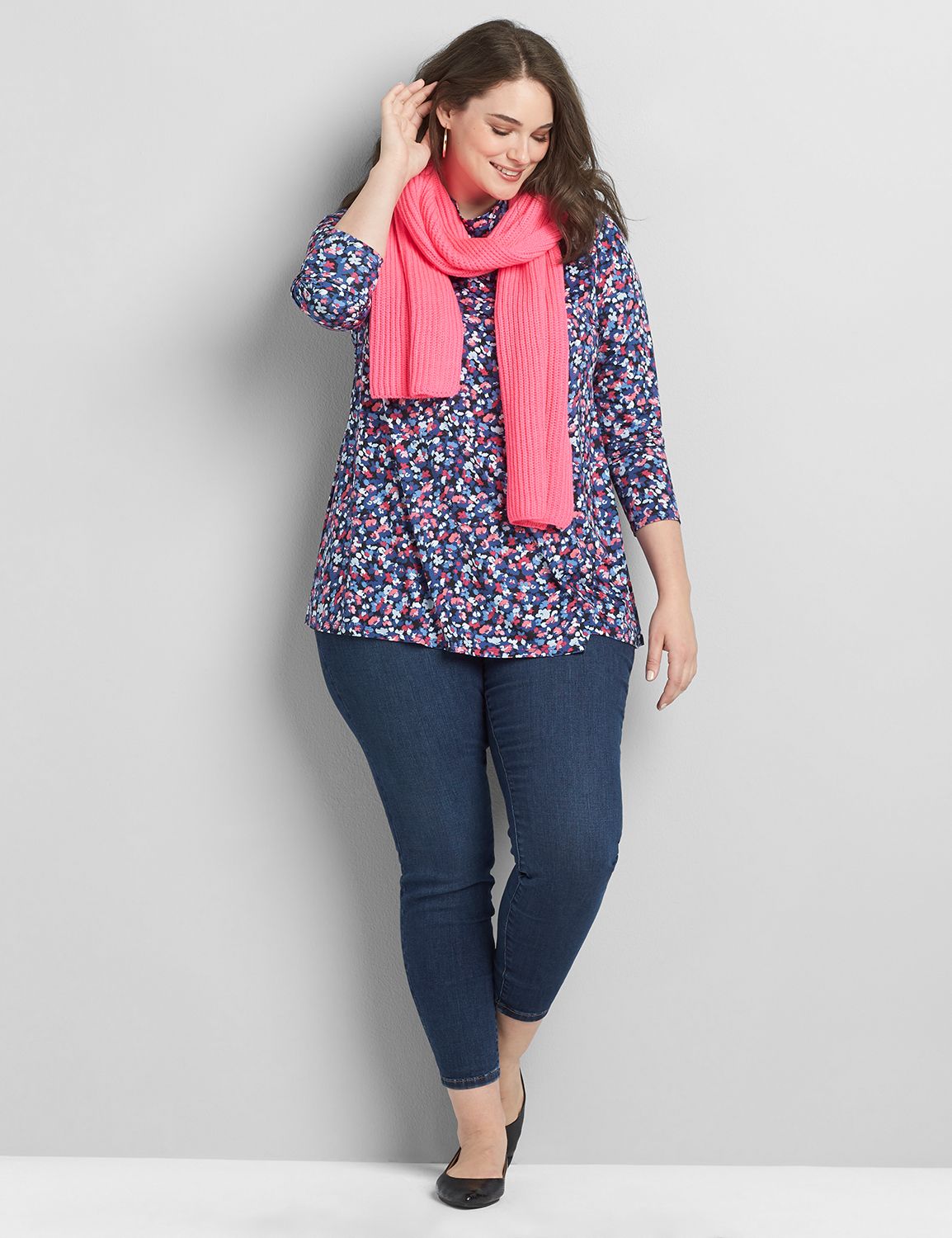 Long Sleeve Mock Neck Swing Tee 1118040 copy of 1114824:LBH20194_DevonDitsy_colorway2:22/24 Product Image 3