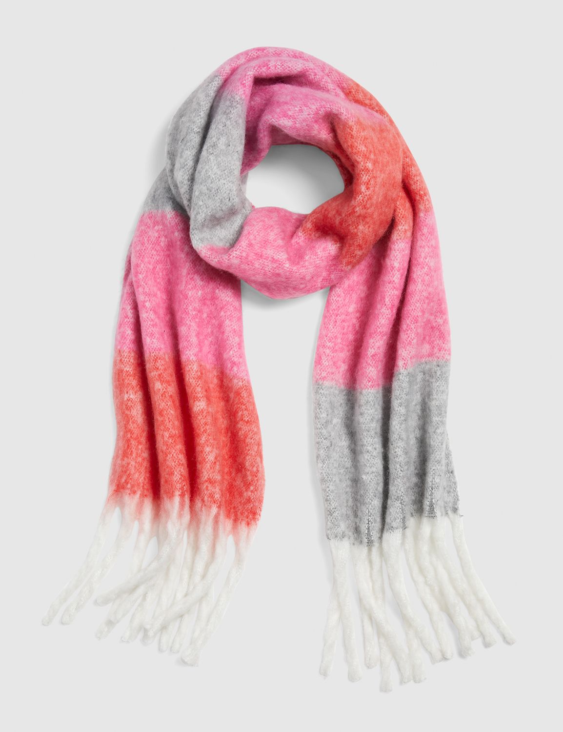 Image of Lane Bryant Women's Colorblock Striped Brushed Scarf NO Pink