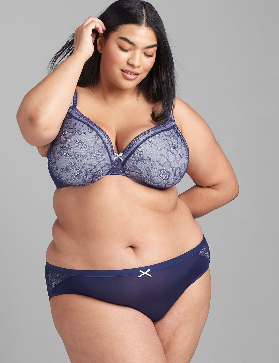 Lane Bryant New Cacique Lightly Lined Full Coverage Bra Blue Lace