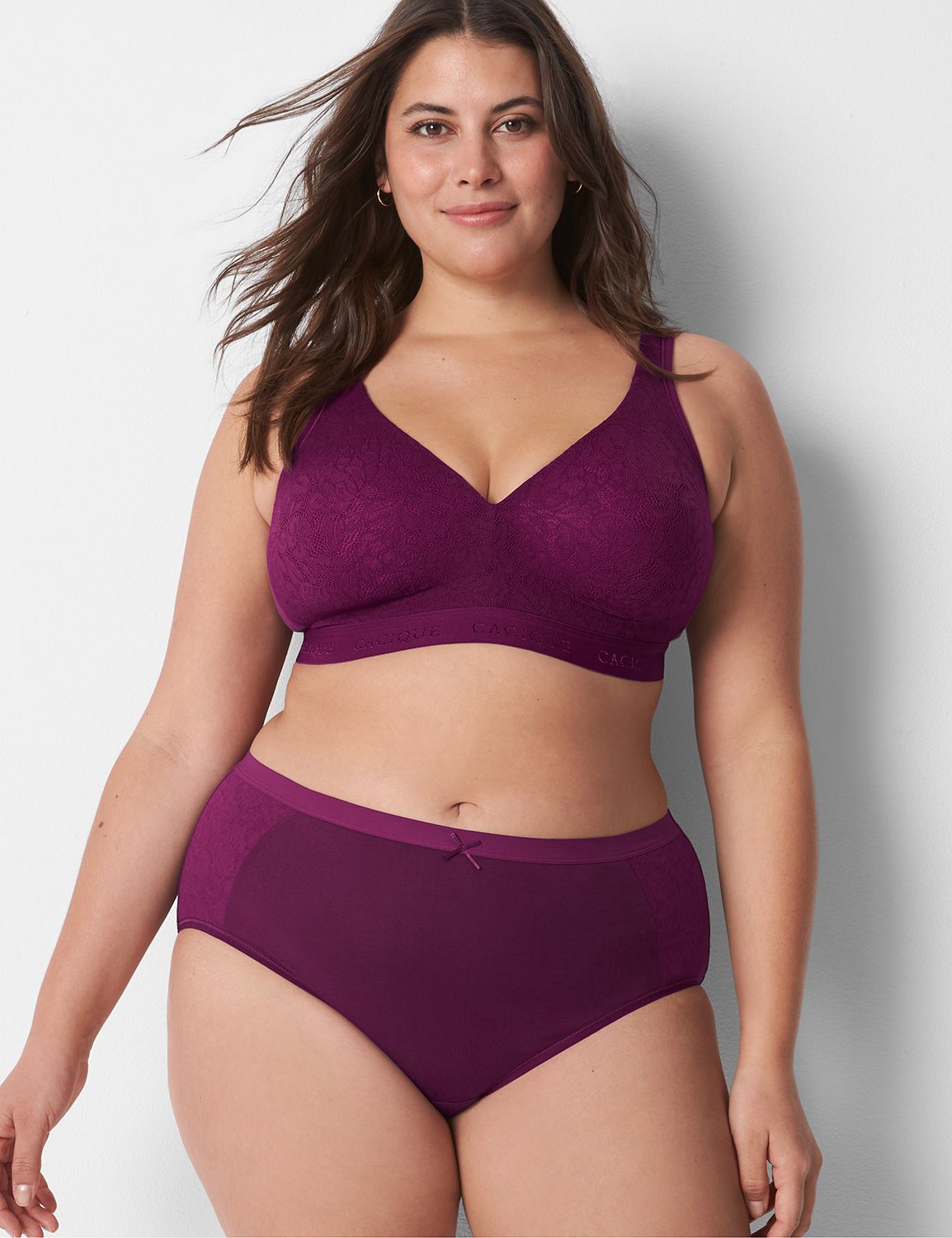 Cotton Full Brief Stretch Lace Inse LaneBryant