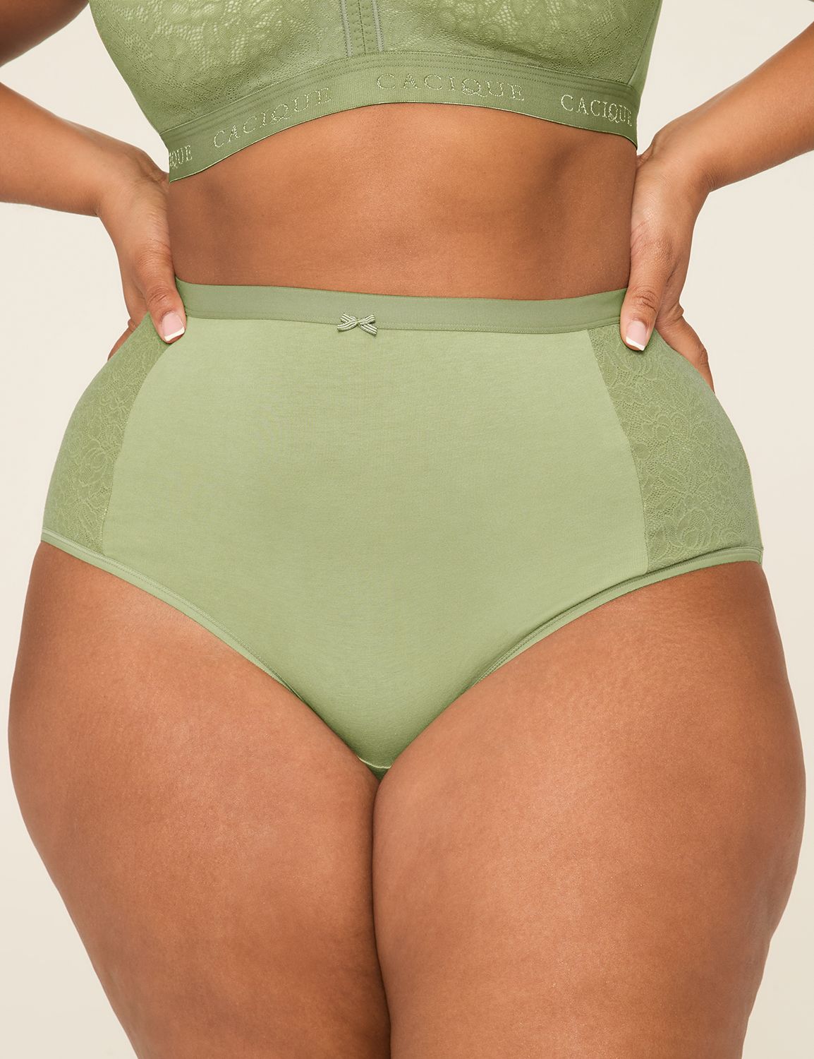 Cotton Full Brief Stretch Lace Inse Product Image 1