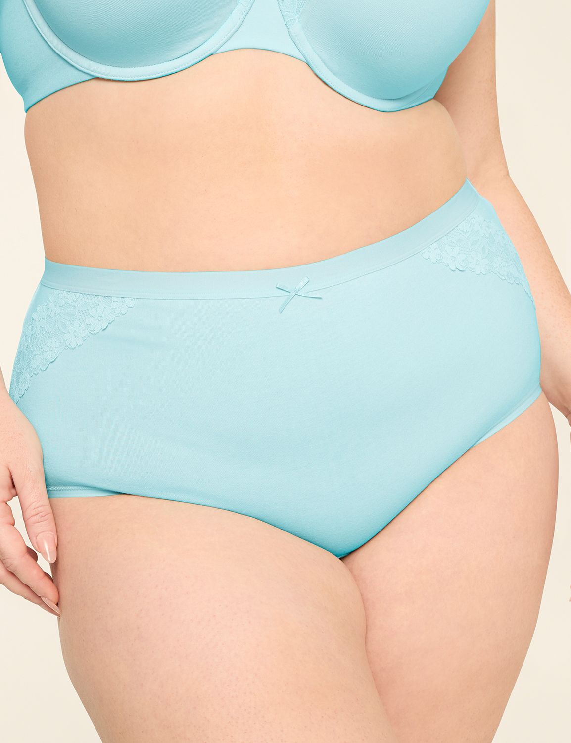 Cotton Full Brief Panty With Lace Trim