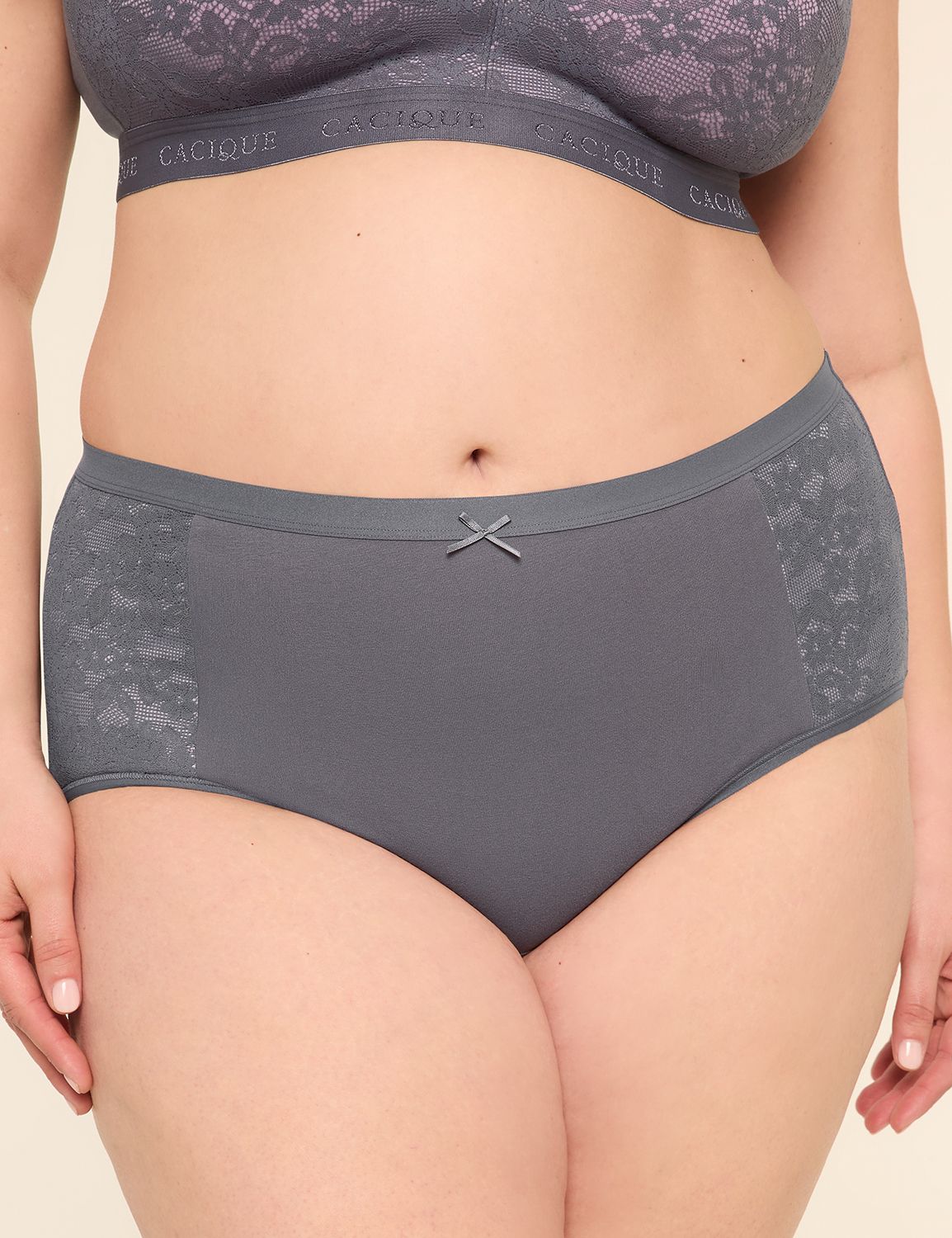 Cotton Full Brief Panty With Lace Trim