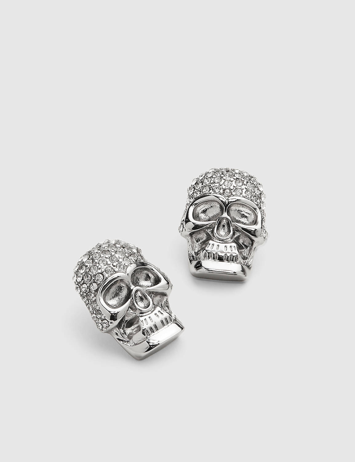 Skull Statement Earrings:Silver Tone:ONESZ Product Image 2