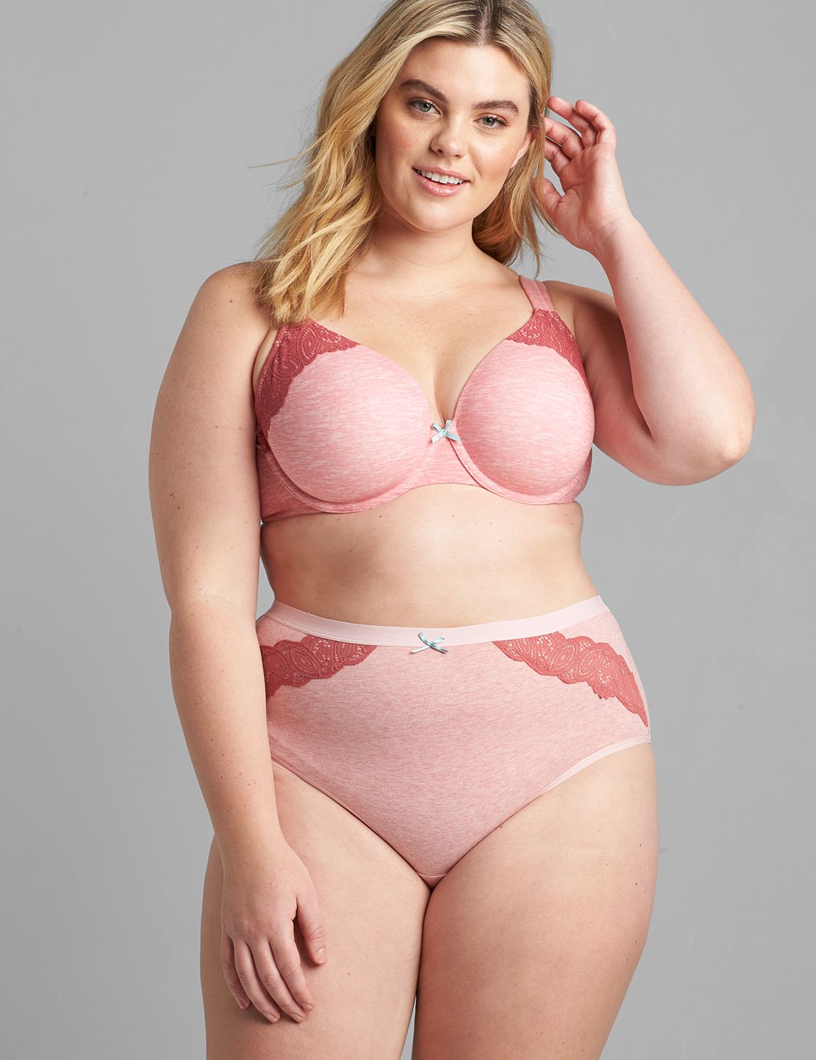 Cotton High-Leg Brief Panty With Lace Trim