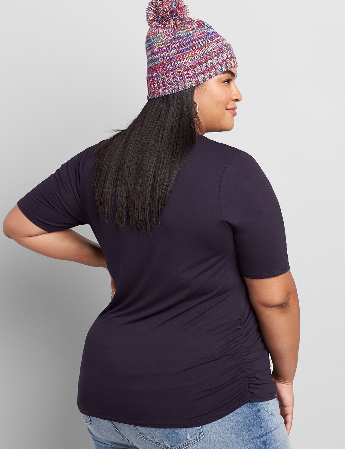 Perfect Sleeve VNeck Shirred Side Tee Graphic: Teach Love Inspire 1116336:PANTONE Night Sky:10/12 Product Image 2