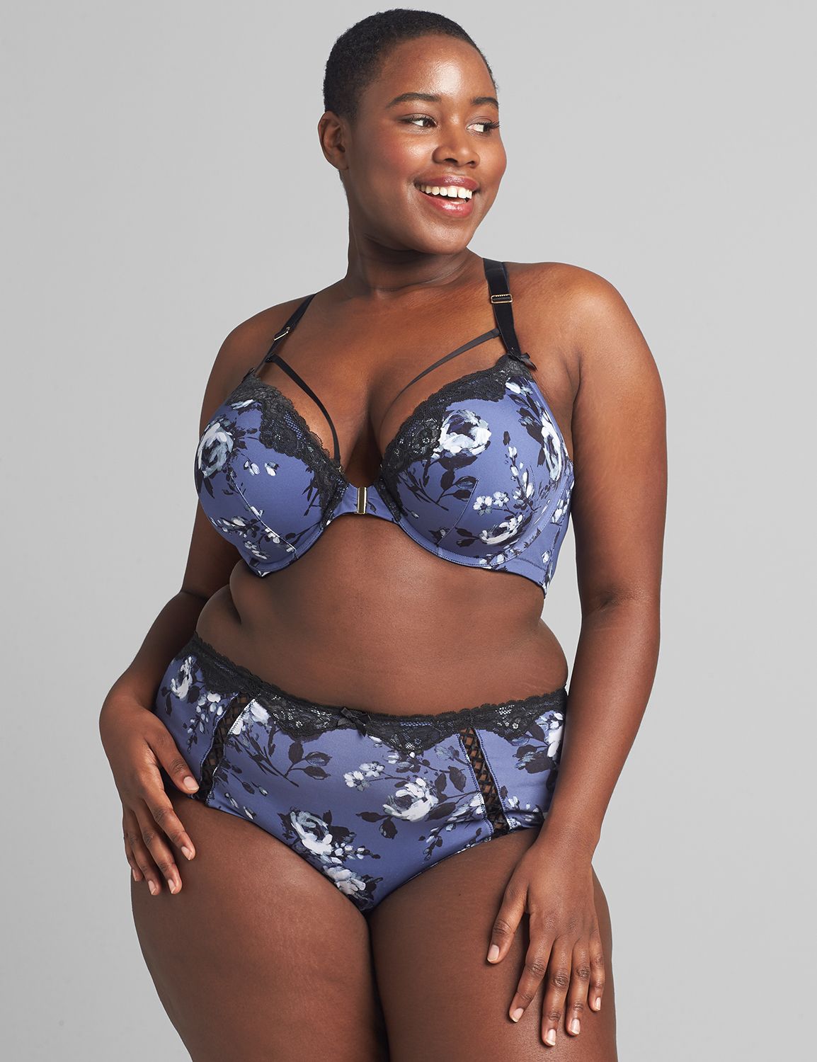 Front-Close Strappy-Back Boost Plunge Bra 