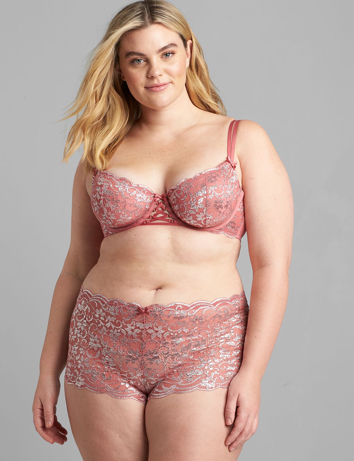 Metallic Lace Unlined Balconette Bra