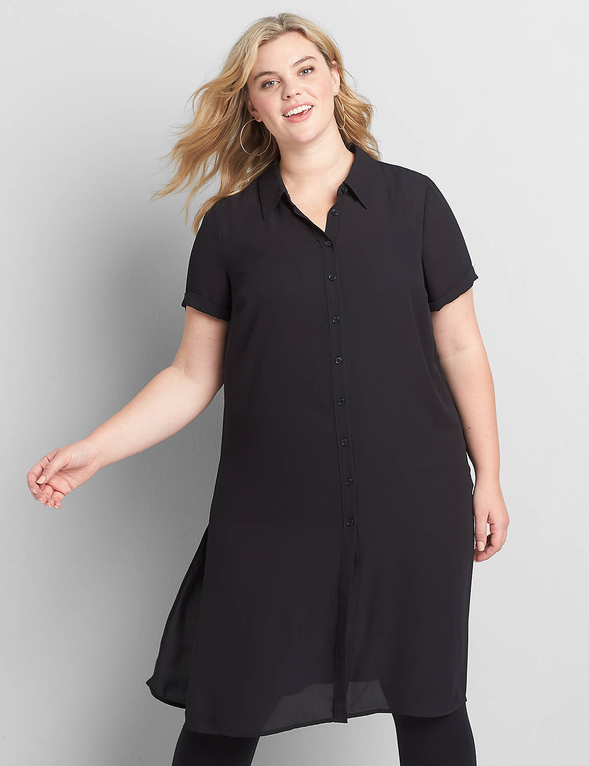Button-Front Shirt Maxi Overpiece Product Image 1