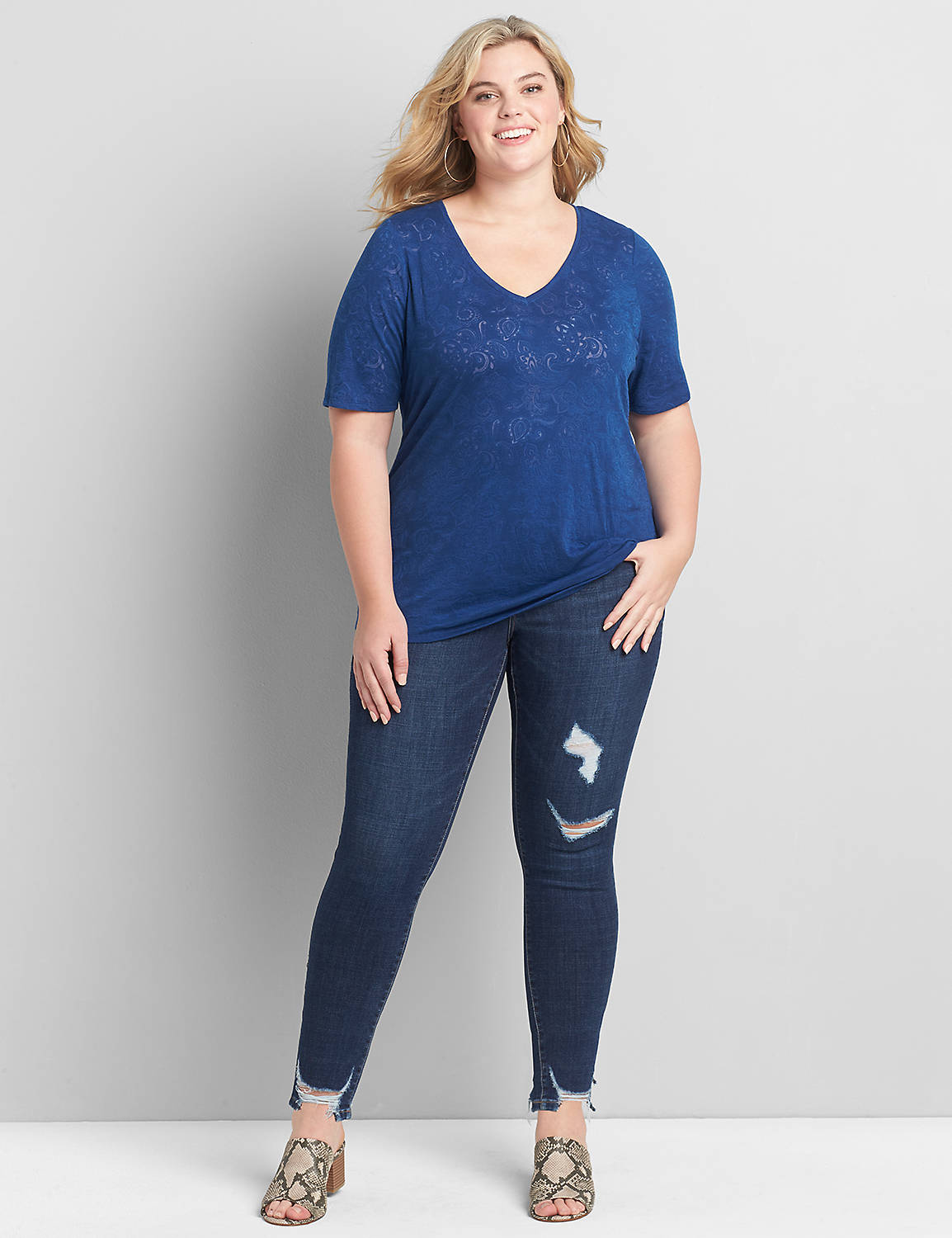 Signature Fit High-Rise 1-Button Jegging - Dark Wash Product Image 3