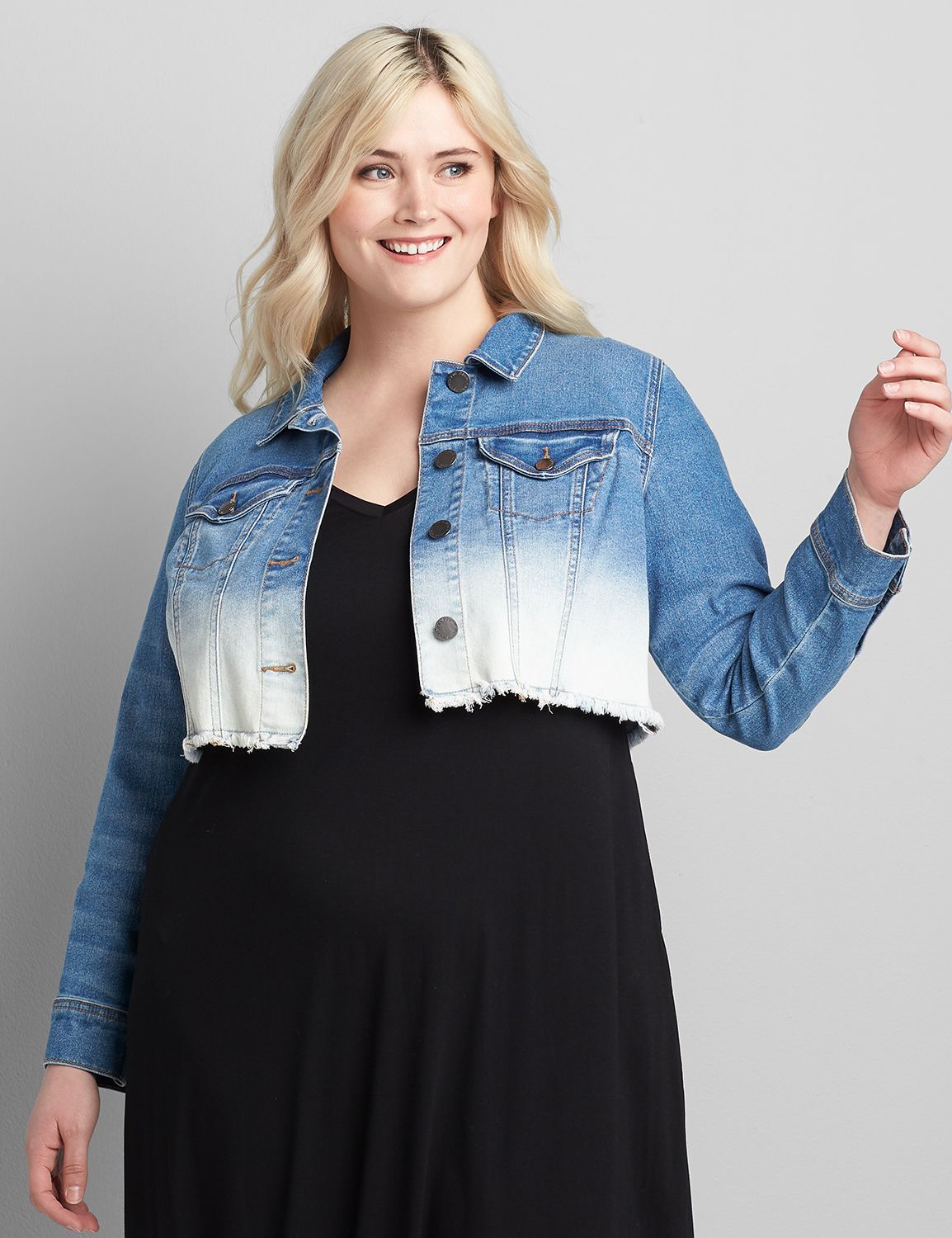 Cropped jean jacket plus size best sale