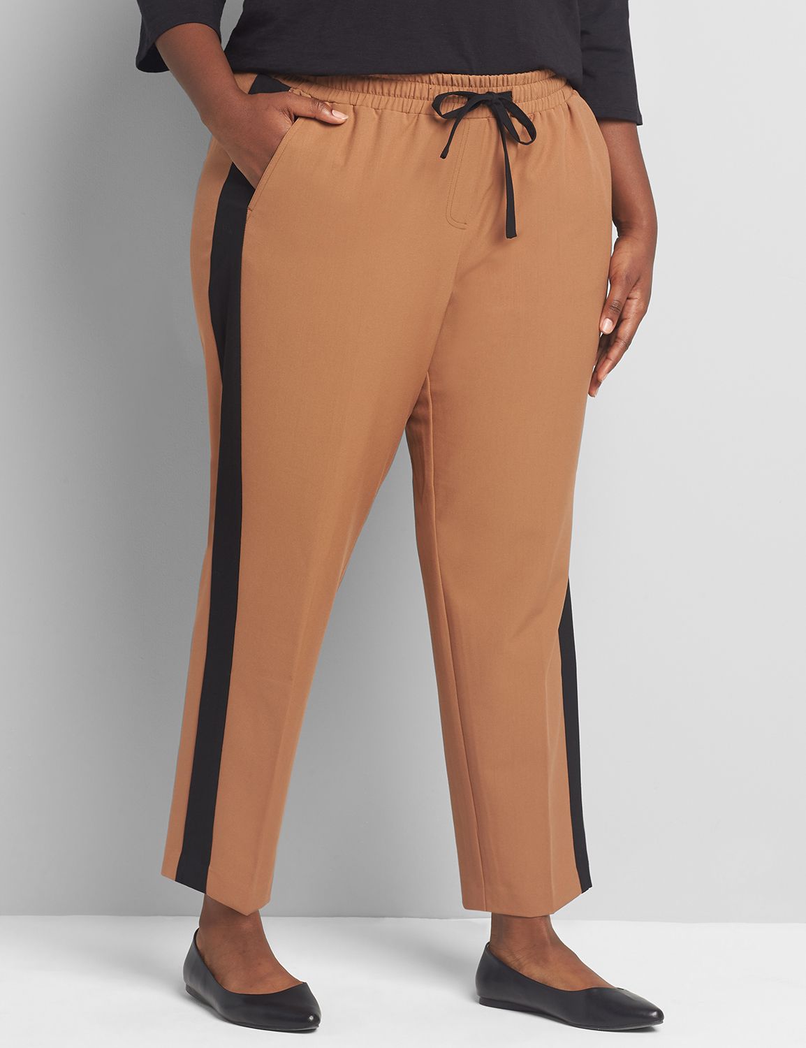 The Perfect Drape Track Pant with Side Stripe 1118505:Caramel Latte CSI 0700515:16 PETITE Product Image 3