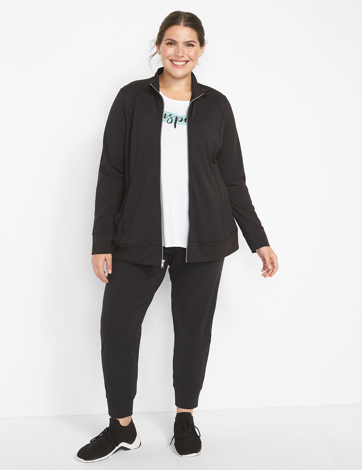 Short Sleeve Scoop Neck Side Slit Graphic Tee S 1118223:Ascena White:14/16 Product Image 3